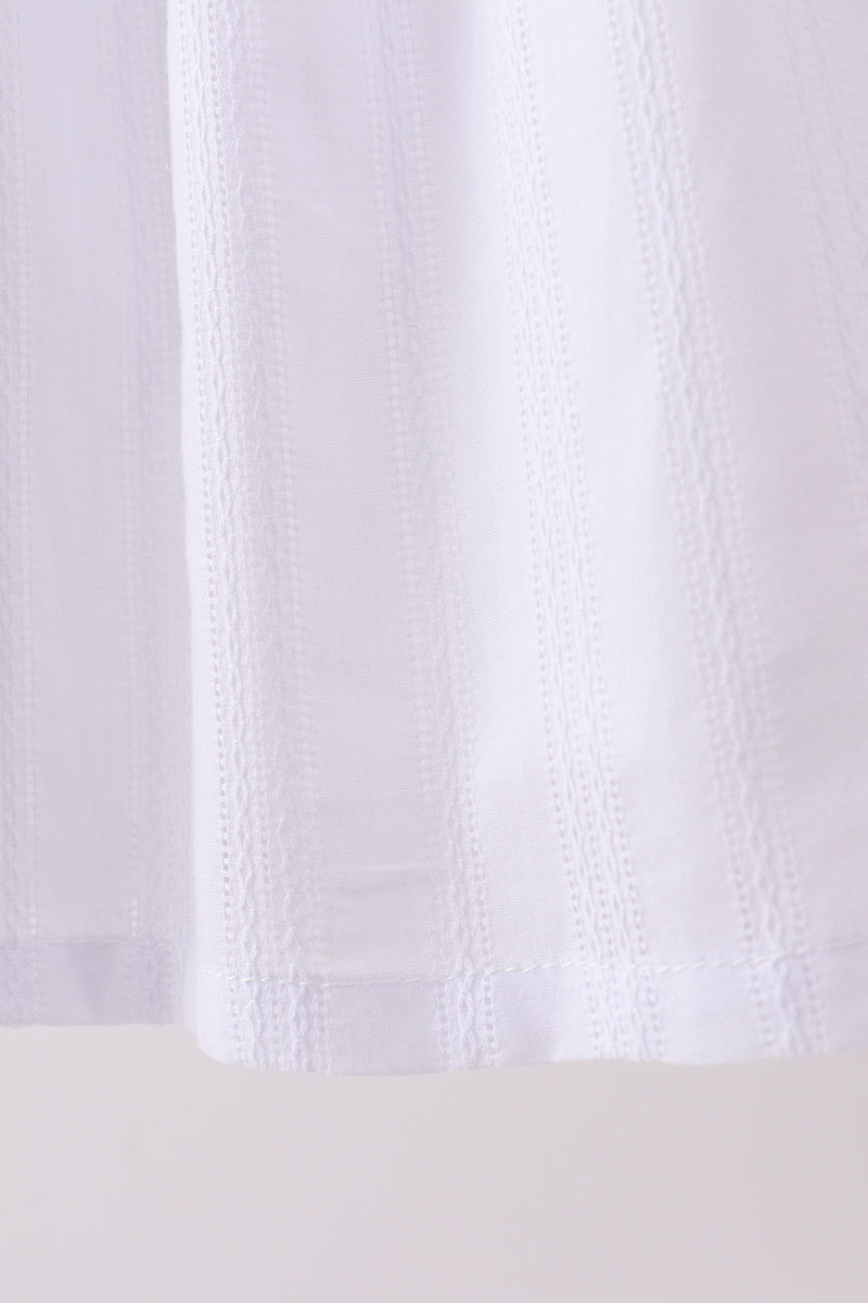 White Bow Smocked Jacquard Dress
