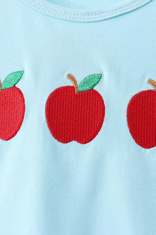 Blue Apple Embroidered Shorts Set