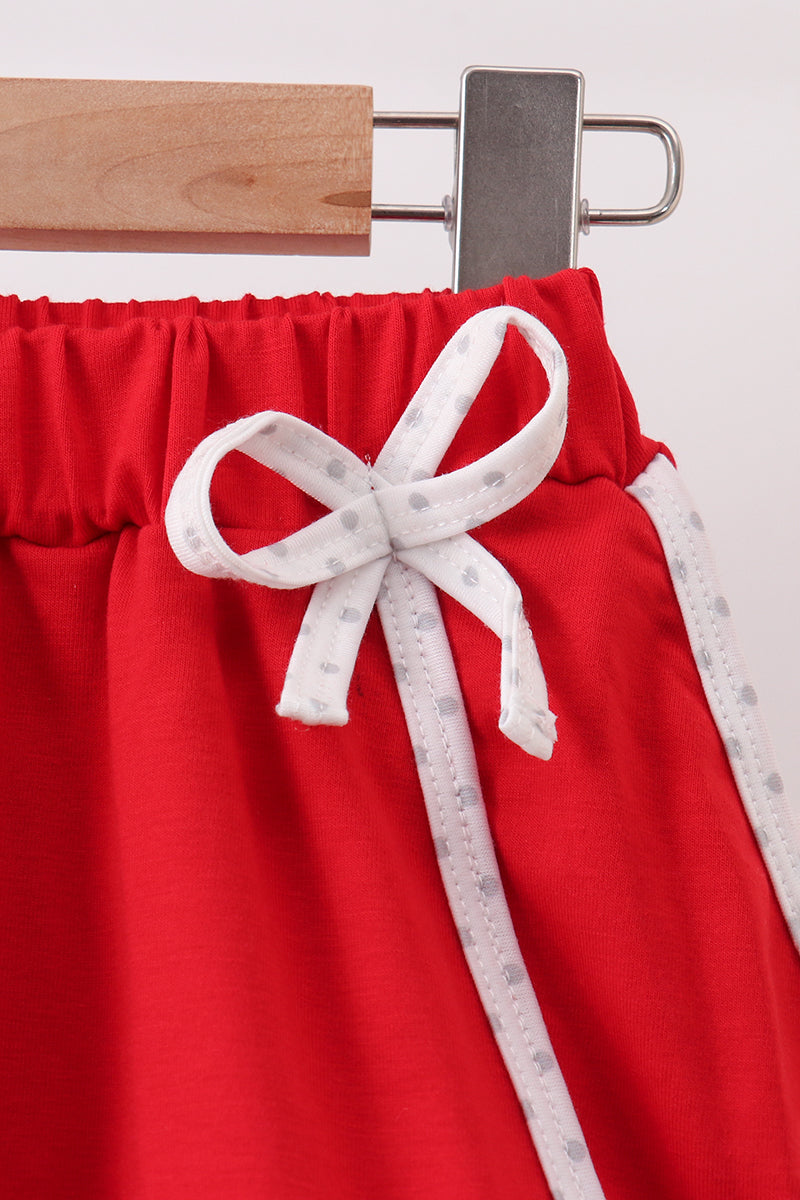 Red Apple Embroidered Skorts Set