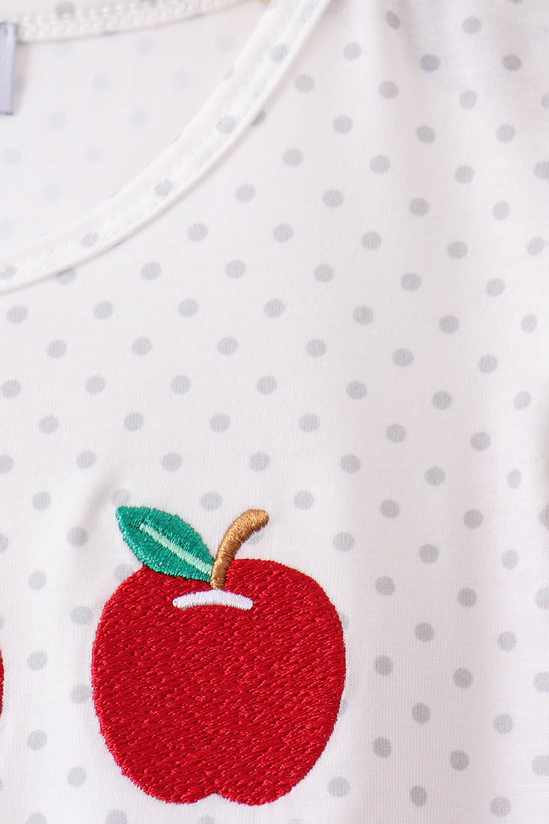 Red Apple Embroidered Skorts Set