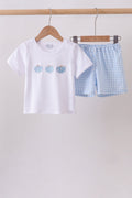 Blue Pumpkin Embroidered Gingham Shorts Set
