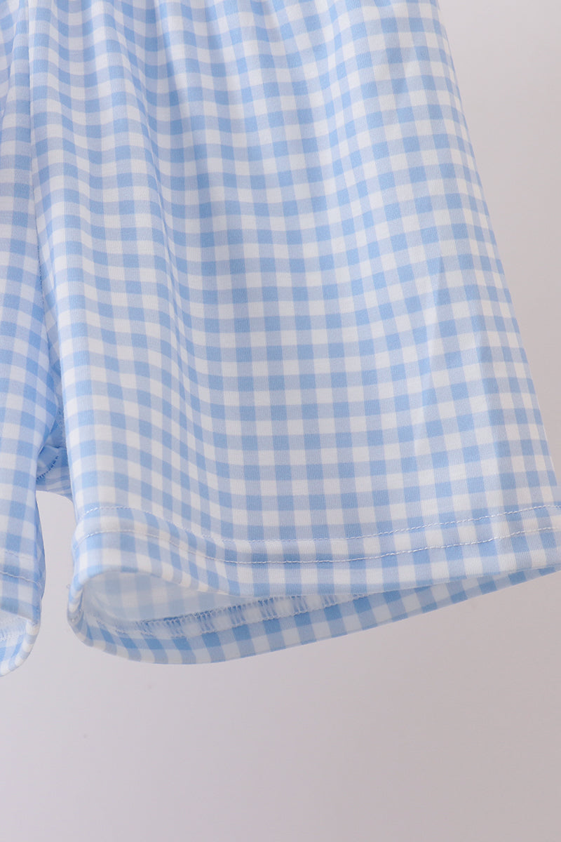 Blue Pumpkin Embroidered Gingham Shorts Set