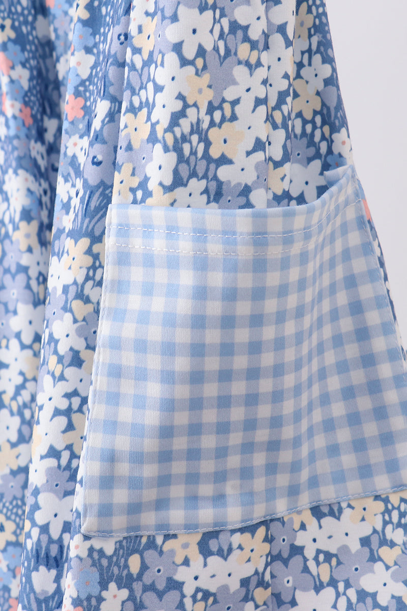 Blue Floral Print Dress