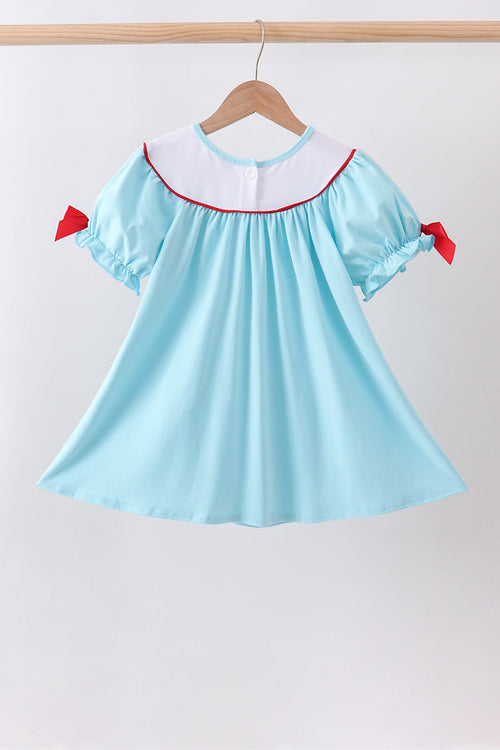 Blue Apple Embroidered Dress