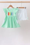 Mint Crayon Applique Ruffle Shorts Set