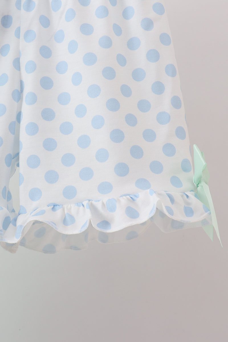 Mint Crayon Applique Ruffle Shorts Set