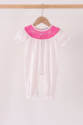 Pink bow pearl romper