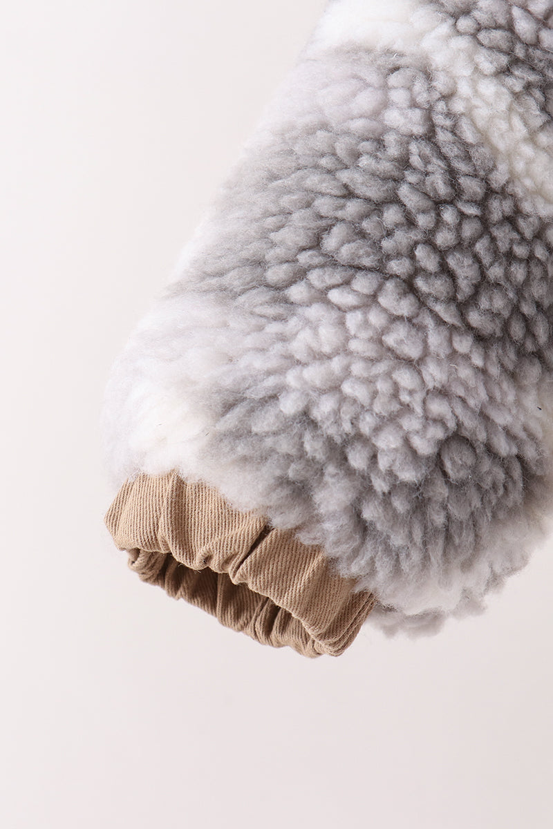 Grey camouflage fleece jacket