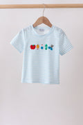 Blue School Apple French Knot Top