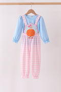 Pink Turkey Embroidery 2pc Jumpsuit Set