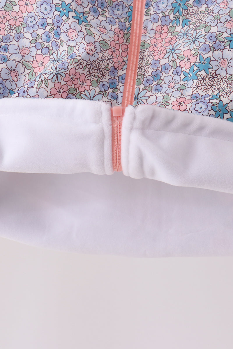Multicolored Floral Ruffle Raincoat
