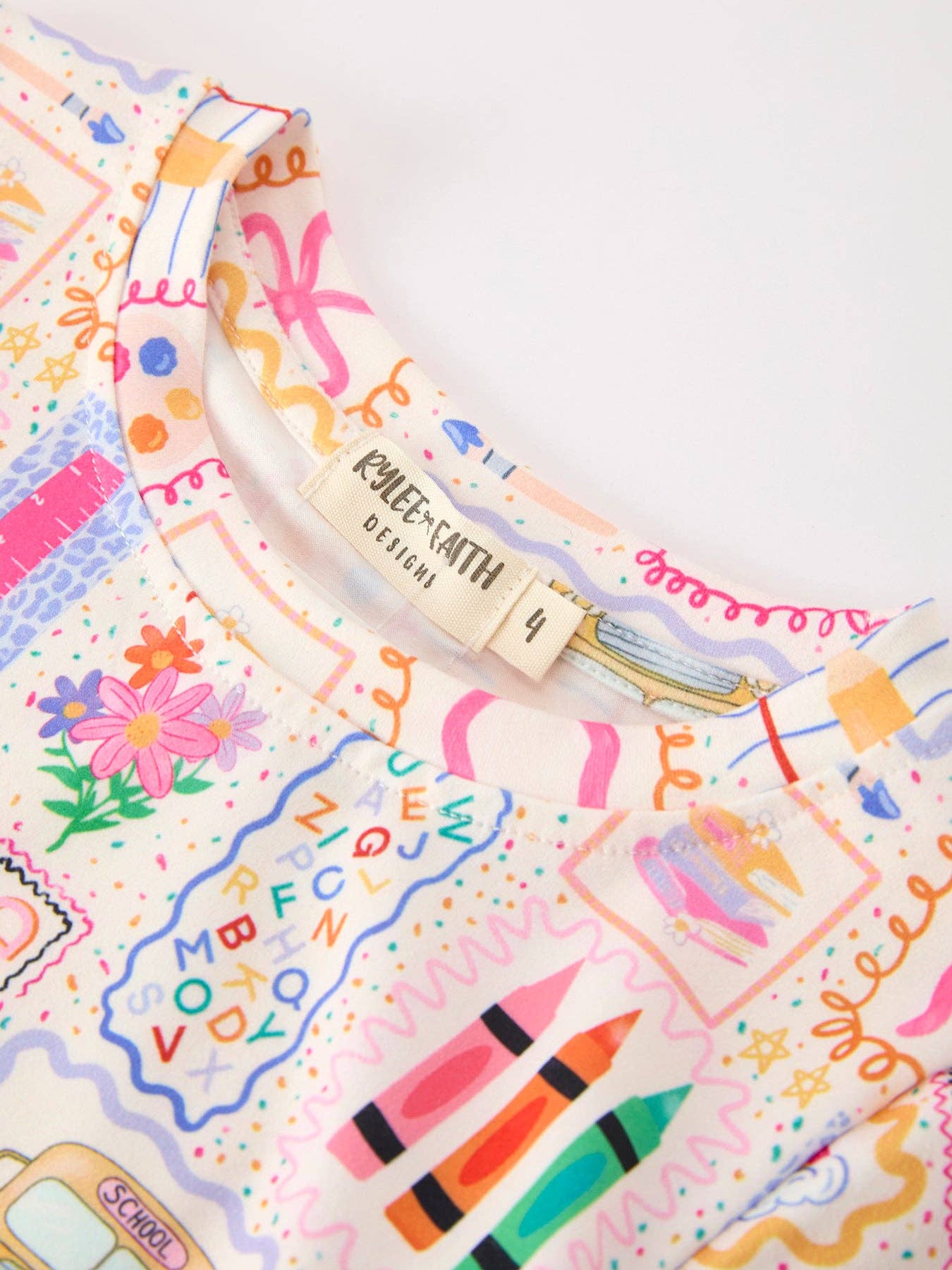 Back to School Print Girl Short Set Scallop Hem SHIPS AUGUST