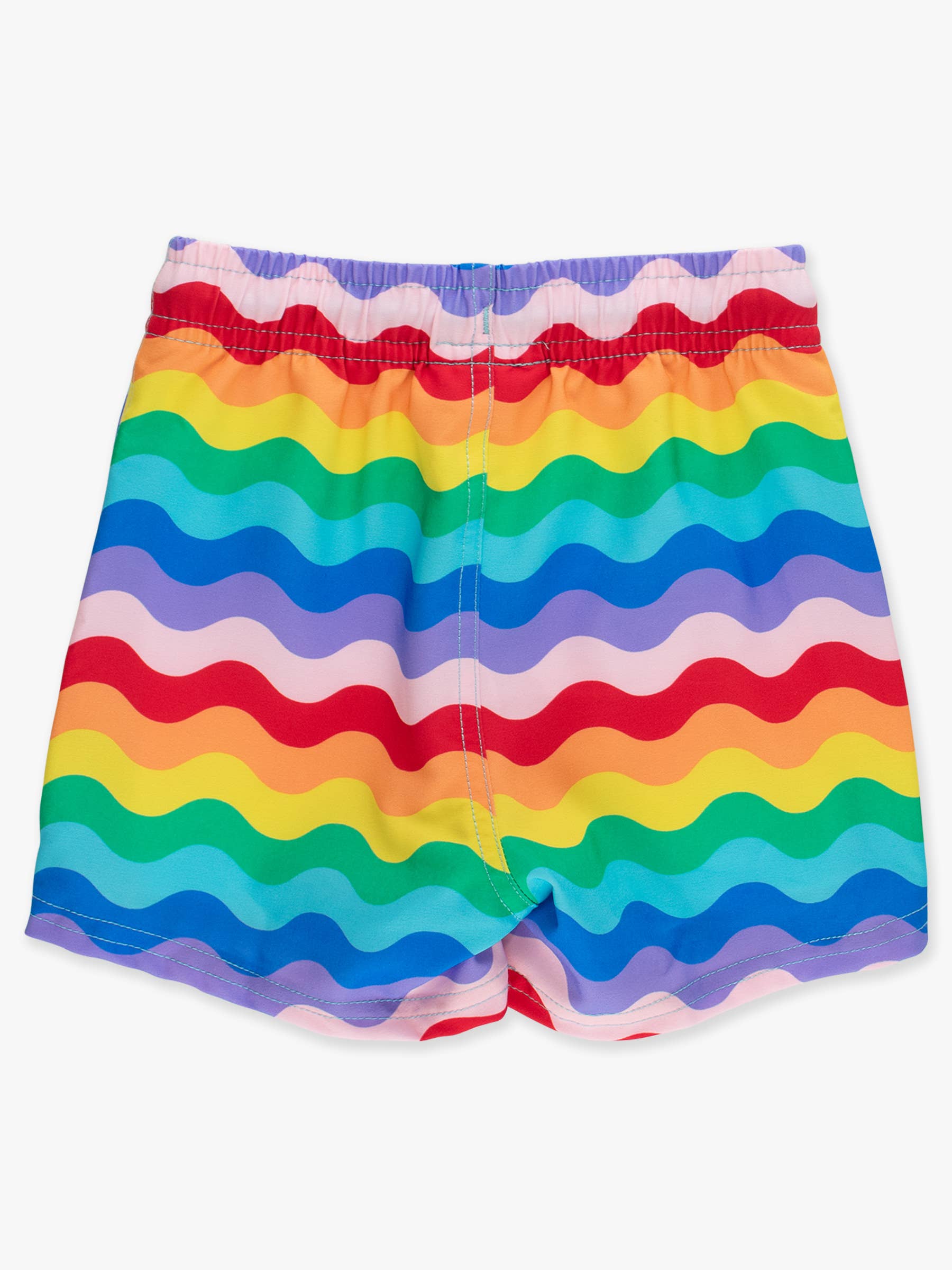 Boys Rainbow Wavy Stripe Performance Hybrid Swim Trunks