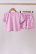 Pink scalloped mom&me shorts set