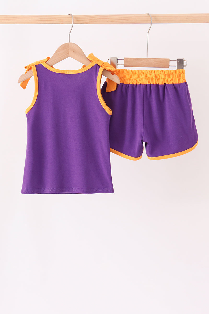 Purple LSU active shorts set