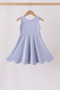 Dusty Blue Scalloped Dress