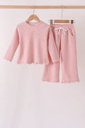 Pink scalloped pants set
