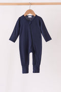 Navy zipper bamboo anti-slip romper