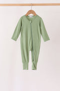 Green zipper bamboo anti-slip romper