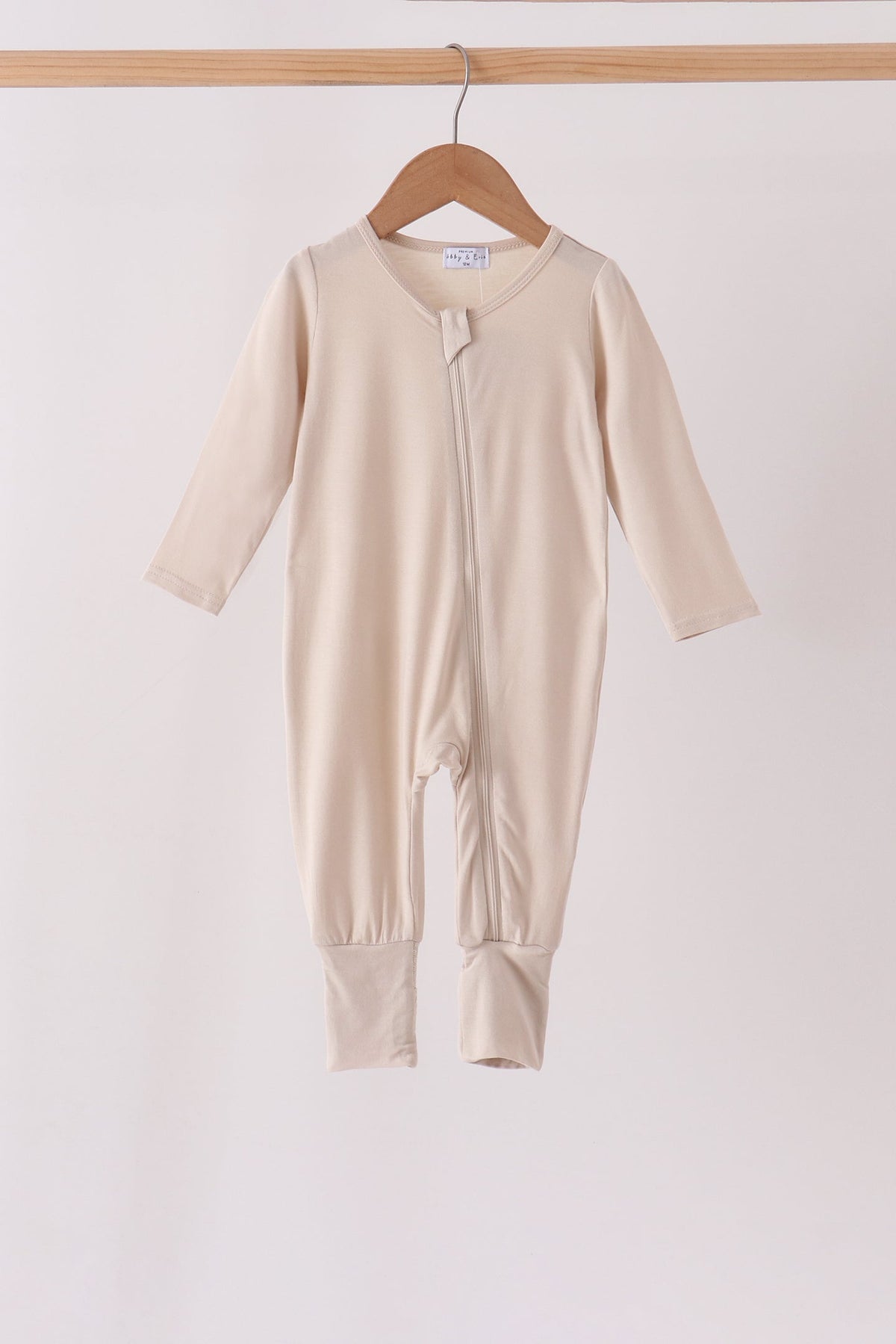 Beige zipper bamboo anti-slip romper