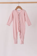 Pink ruffle zipper bamboo anti-slip romper