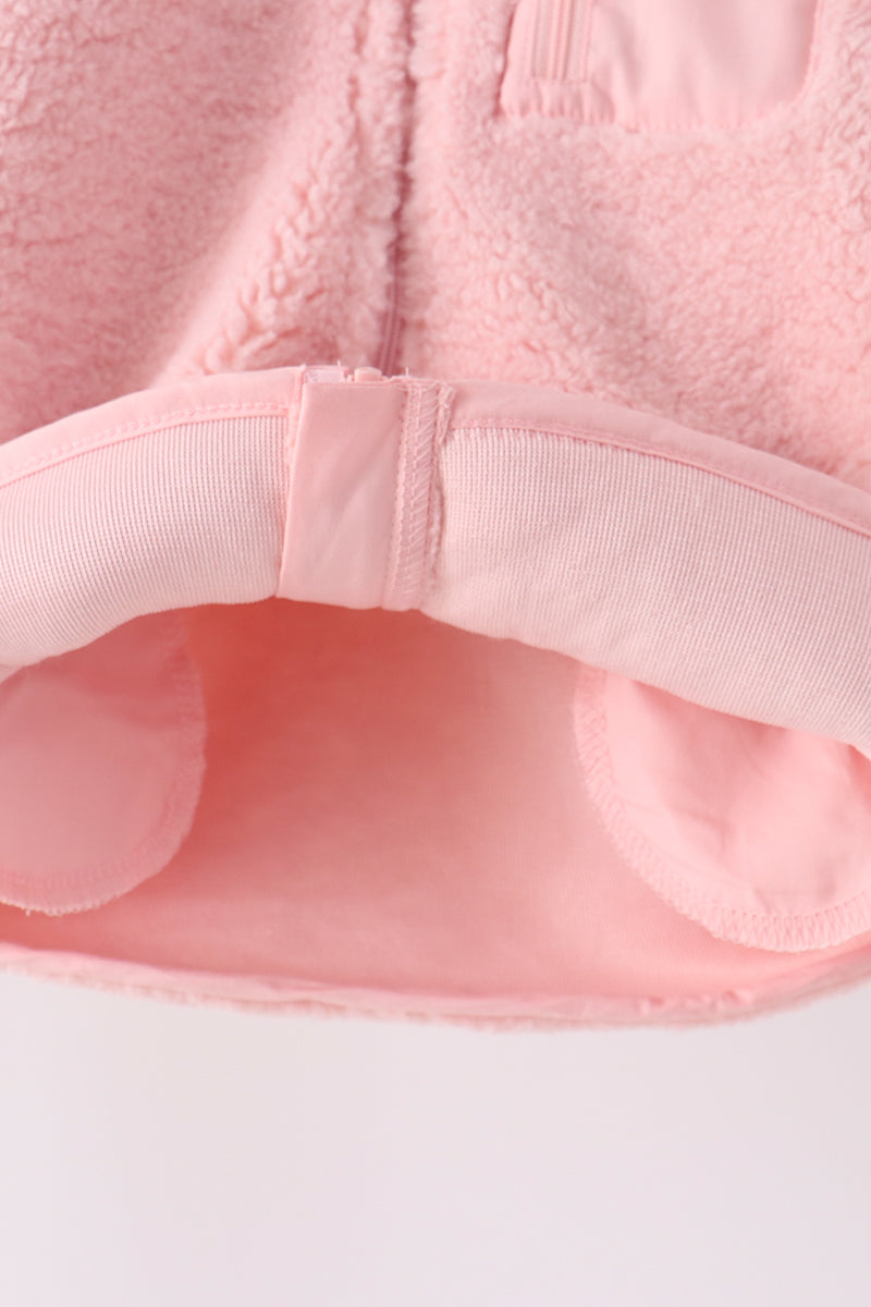 Pink fleece zipper jacket