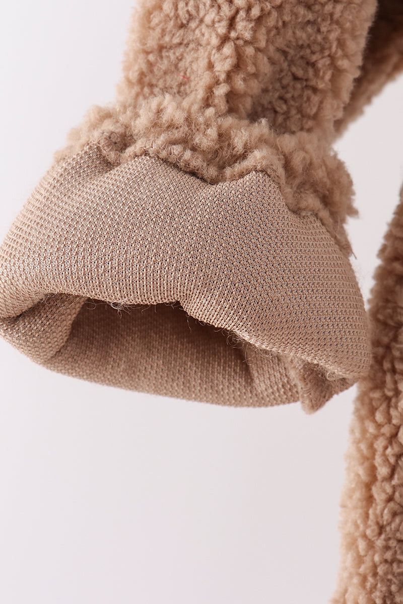 Beige fleece zipper jacket