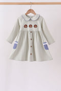 Sage turkey embroidery dress