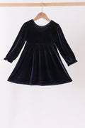 Navy velvet bow dress