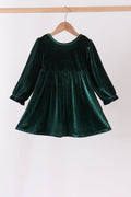 Green velvet bow dress
