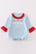 Blue stripe santa claus embroider girl bubble