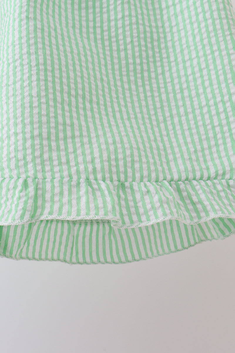 Blue Tractor Applique Seersucker Set