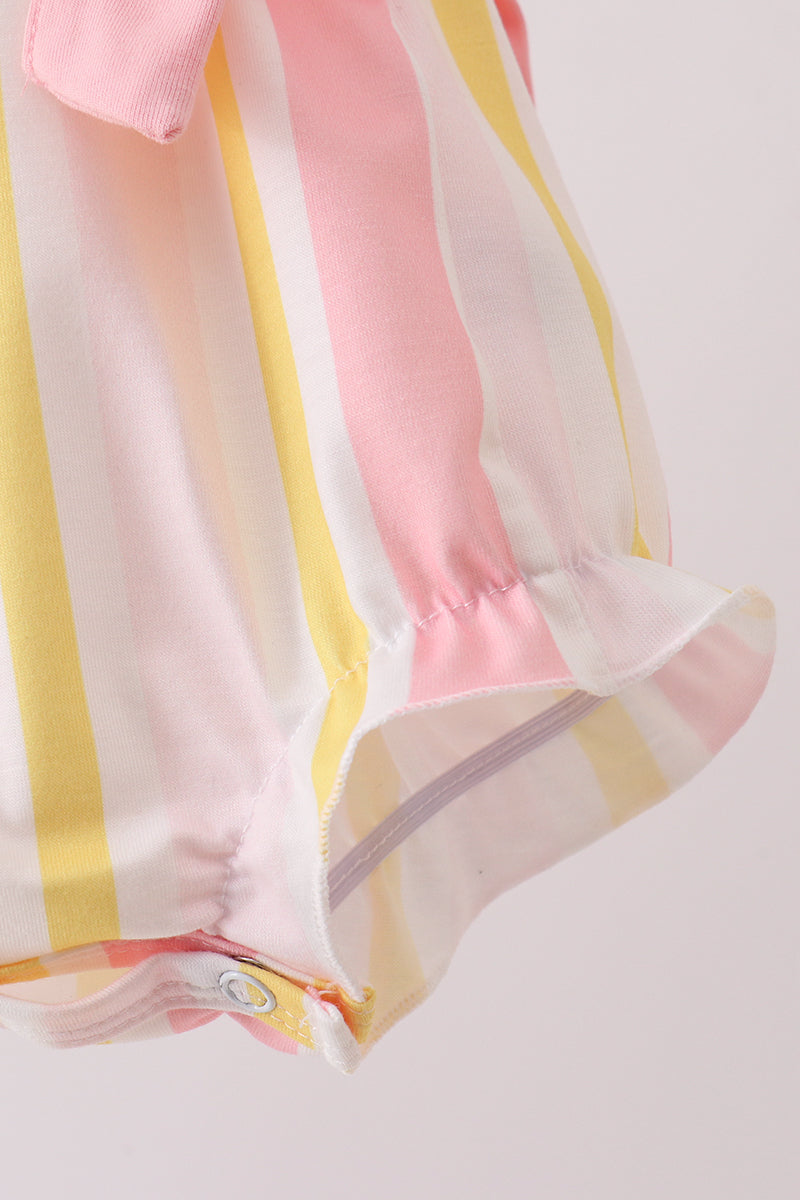 You're my sunshine Stripe Embroidered Bow Bubble