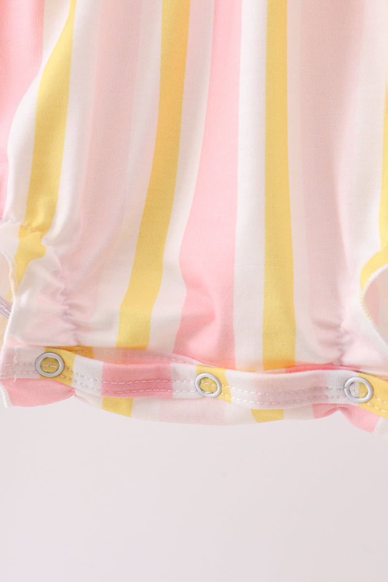 You're my sunshine Stripe Embroidered Bow Bubble