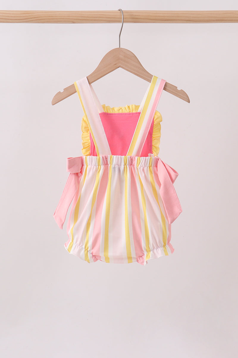 You're my sunshine Stripe Embroidered Bow Bubble