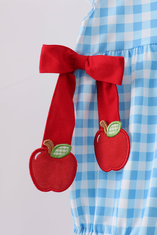 Blue Apple Appliqué Gingham Bubble