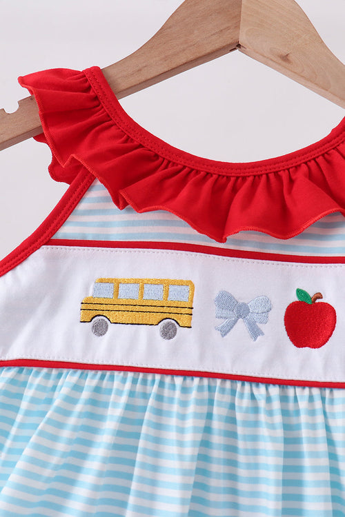 Blue Apple Pencil Embroidered Dress