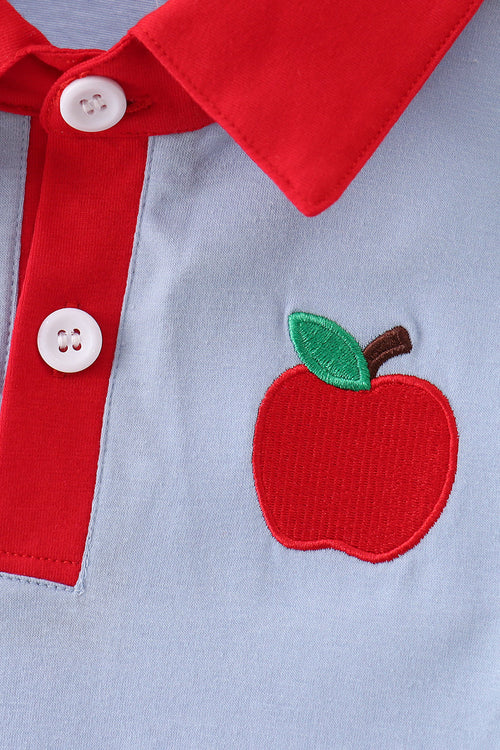 Blue Apple Appliqué Shirt