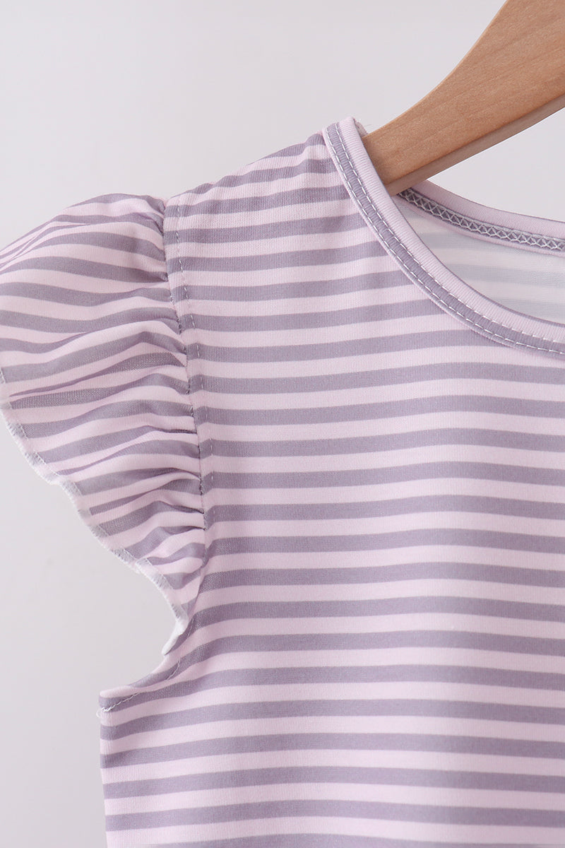 Purple Stripe Ruffle Set