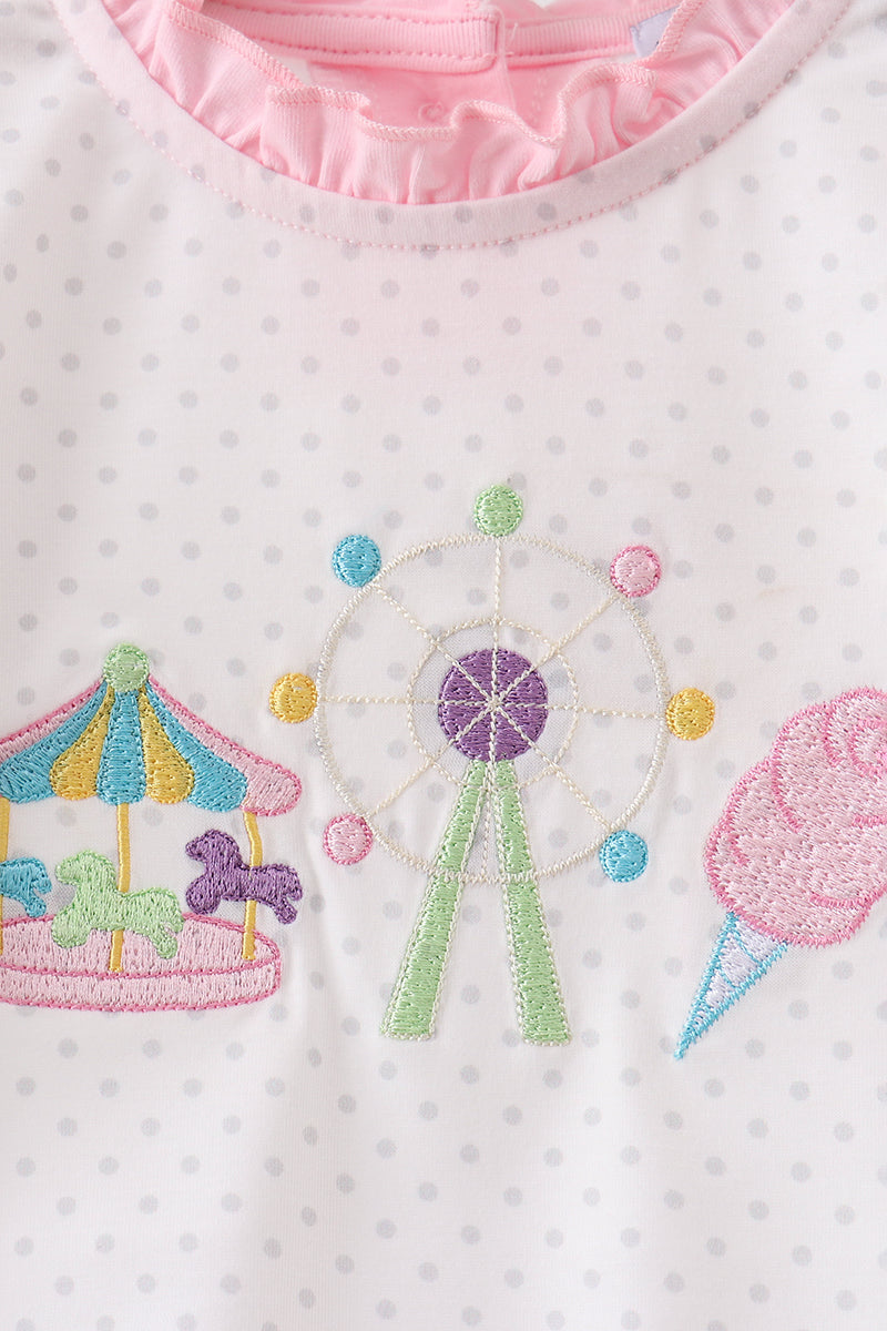 Pink Carousel Embroidered Bubble