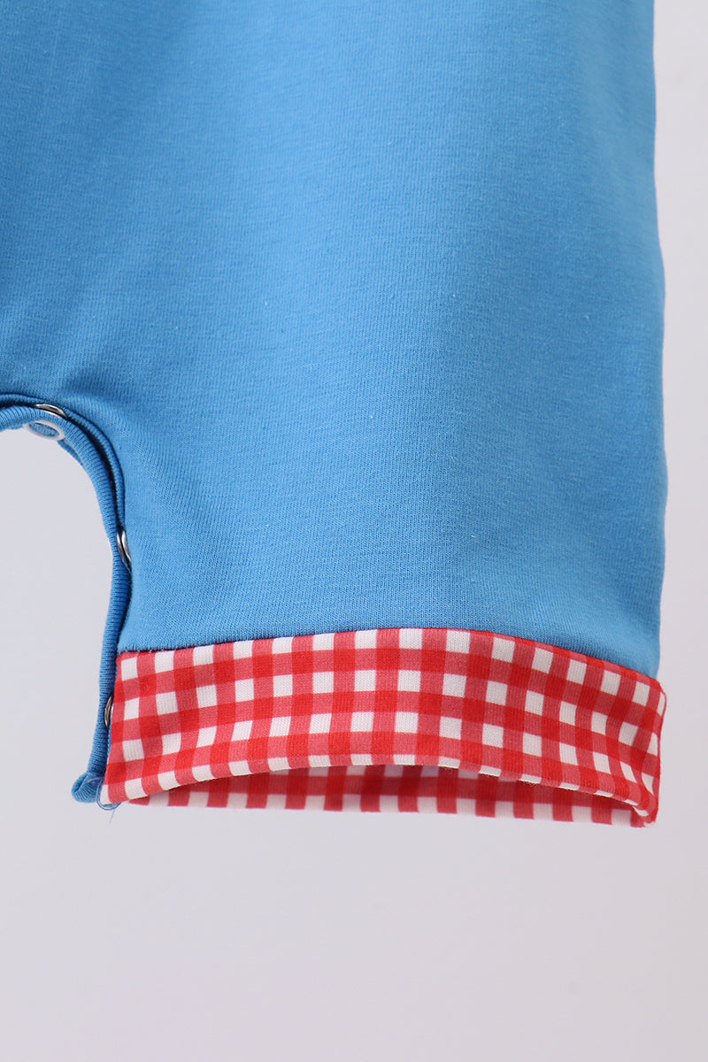 Blue Carousel Embroidered Romper