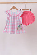 Pink Puppy Applique Ruffle Set