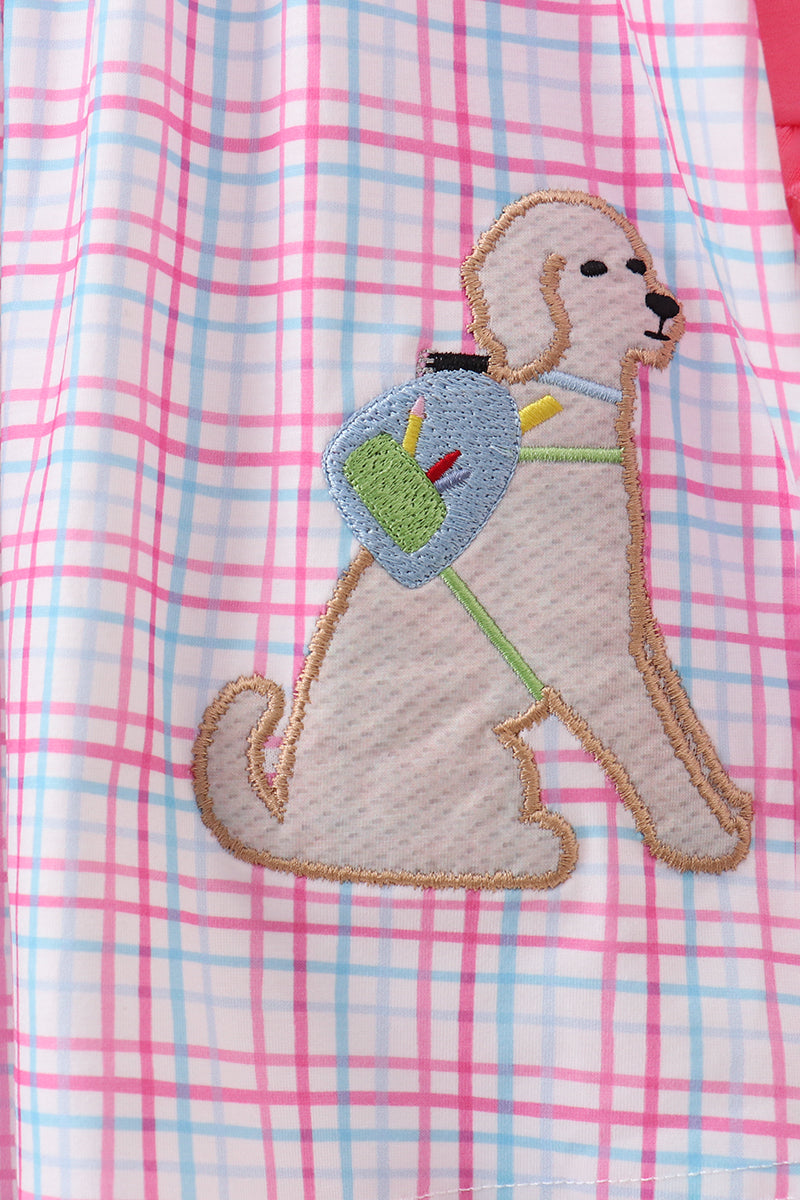 Pink Puppy Applique Ruffle Set
