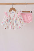 Pink all day adventure ruffle bloomer set