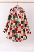 Maroon Checkered Tree Mom Gown
