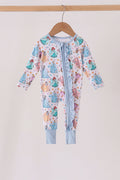 Blue princess ruffle bamboo romper