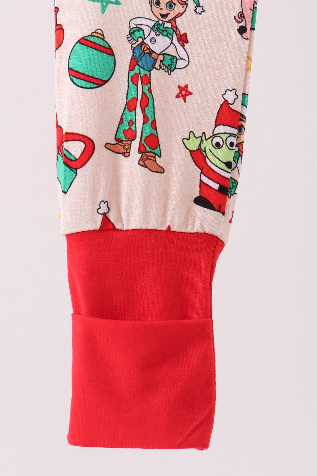 Red christmas toy story ruffle bamboo romper