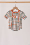Pumpkin Embroidery Plaid Bubble