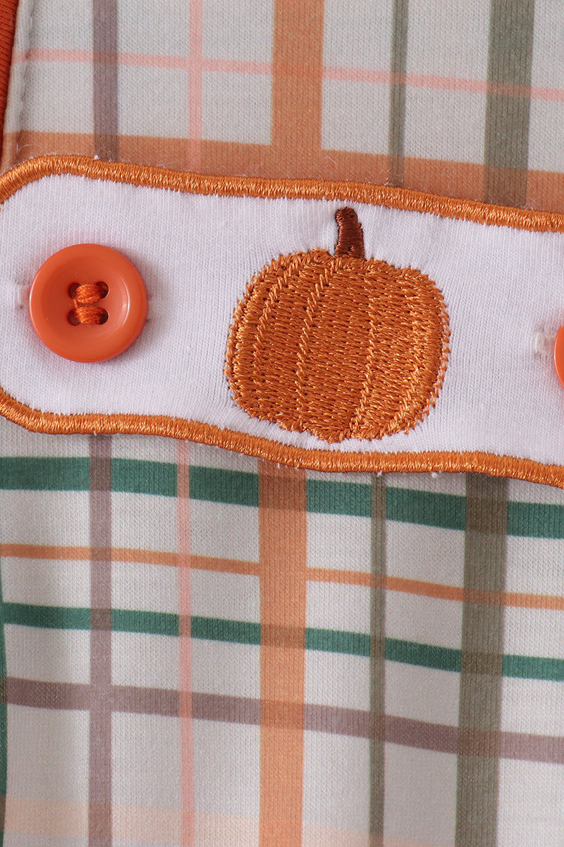 Pumpkin Embroidery Plaid Bubble