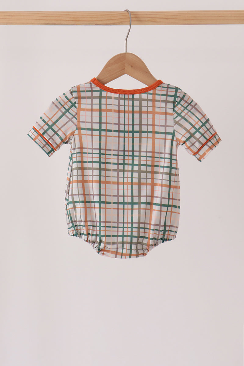 Pumpkin Embroidery Plaid Bubble